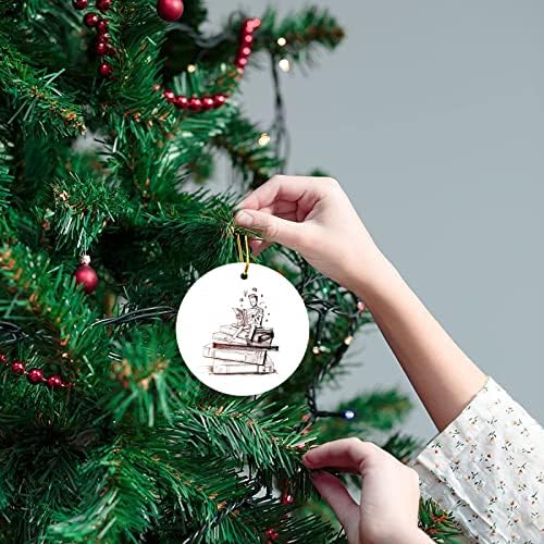 Kidfair Среќен Божиќен украс 2021 Божиќно дрво што виси декор читање