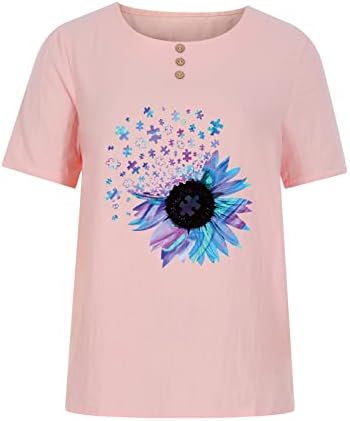 Блуза дами краток ракав 2023 постелнина памук екипаж на вратот графички блуза маица за тинејџери девојки cr
