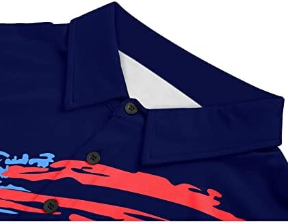 V Valanch Mens American Falg Polo кошули со кратки ракави перформанси патриотска кошула смешна голф кошула