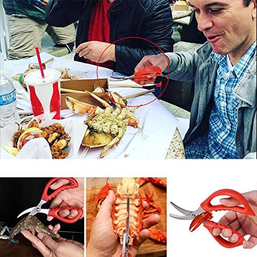 Винбе 8 пакувања ножици за морска храна риба рак јастог ракчиња ракчиња со ракчиња со ракчиња, мултифункционални ножици за морска