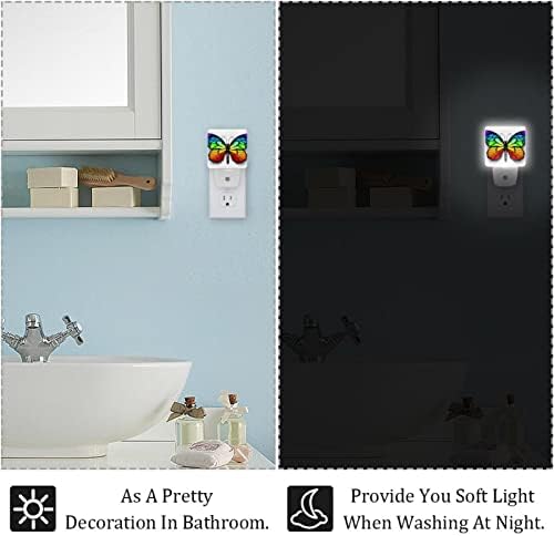 Шарена пеперутка предводена ноќна светлина, детски ноќни светла за приклучок за спална соба во wallидна ноќна ламба прилагодлива