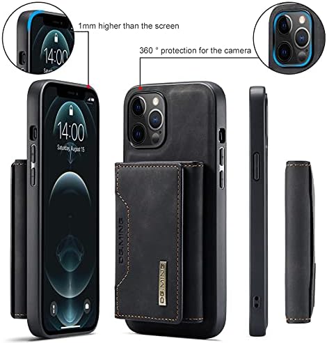 Паричник Случај Компатибилен со iPhone 12 Pro Max, DG.Минг Премиум Кожен Телефон Случај Назад Капак Магнетни Одвојува Со Трикратна