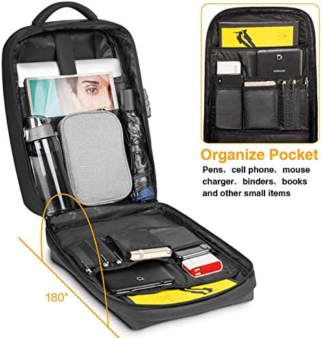 Ранец на лаптоп со тврда обвивка против кражба 15,6 инчи, водоотпорен деловен ранец за заклучување на ранец за мажи, траен дневен