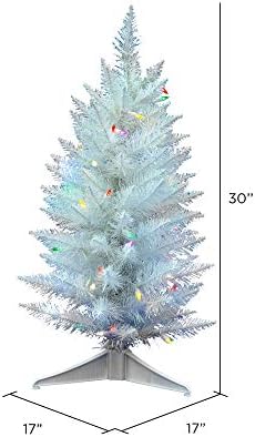 Викерман 30 Спарл бела смрека молив вештачка новогодишна елка, повеќебојни LED светла - Faux Spruce елка - Сезонски украсен