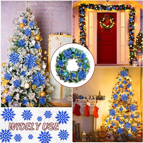 36 парчиња пластични Божиќни сјајни украси од снегулка на новогодишни украси на новогодишна елка со 36 парчиња јажиња за свадба