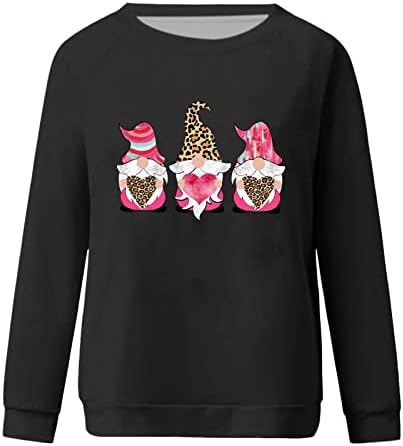 Денот на вineубените џемпери жени gnome графичка кошула обична блуза врвови на екипажот на вратот цврсти пуловер манчиња облека