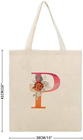 Цветен монограм писмо k роза платно торби монограмирана торба за подароци платно за торба за тота за плажа за жени девојки кои