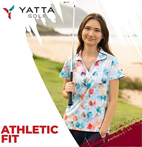Yatta Golf Womens standout Performance Изведба со кратки ракави Голф Поло кошула