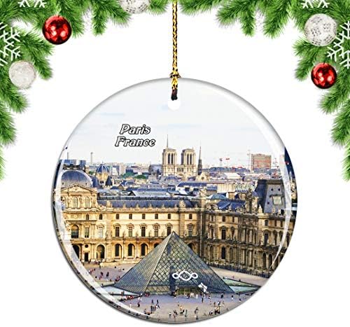 Недела Франција Лувр музеј Париз Божиќ Божиќно дрво Орнамент Декорација виси приврзок декор градски патувања сувенири колекција
