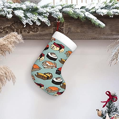 Yuyuy Јапонски otter суши Божиќно порибување Декорација за одмор камин виси чорап 18 инчи чорапи