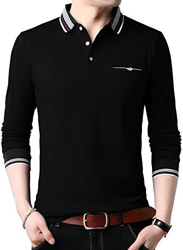 Xtapan Машка поло маица обична долга кратка ракав Класичен моден Поло памук Т голф спортска кошула