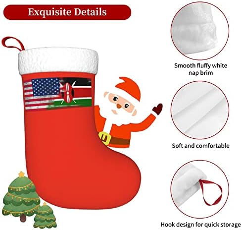 QG ZZX кениско американско знаме Божиќно порибување Божиќни чорапи камин виси чорап 18 инчи за одмор