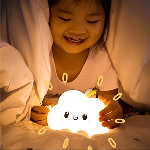 Облак предводена ноќна светлина за деца мека силиконска светлина за расадник спална соба шарена светлина за спиење со сензор