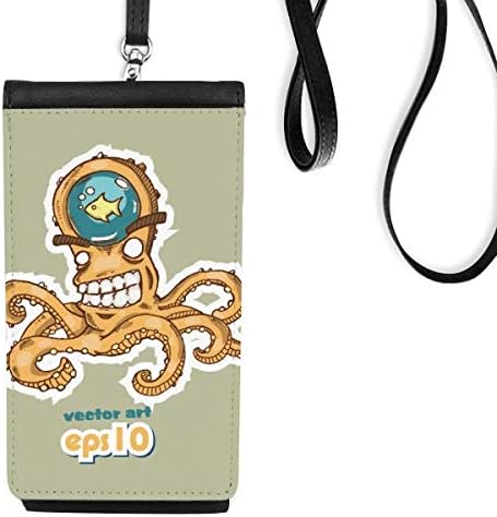 Портокал Октопод морски животен телефон Телефонски паричник чанта што виси мобилна торбичка црн џеб