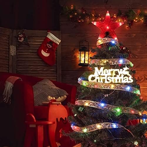 Ausyst LED лента Божиќни светла, 40 LED водоотпорни батерии за Божиќни жици за новогодишна елка, забавна декорација затворено во отворено виси декорација