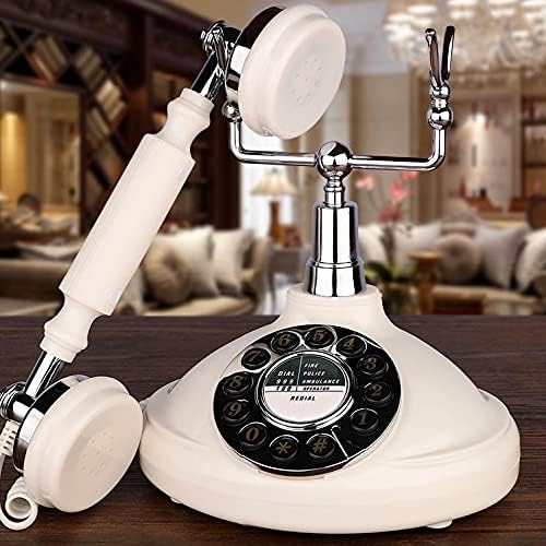 SJYDQ Ретро фиксна телефон Бела изработена од ABS антички фиксен телефон стариот кабел за редицирање за домашна канцеларија хотел бар чита просторија