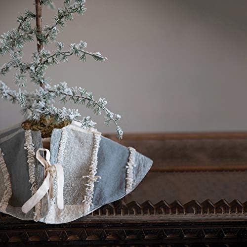 Креативно ко-оп 20 тркалезно ткаено памучно карирано здолниште од дрво w/исцрпени рабови, сиви и крем во боја текстил, мулти